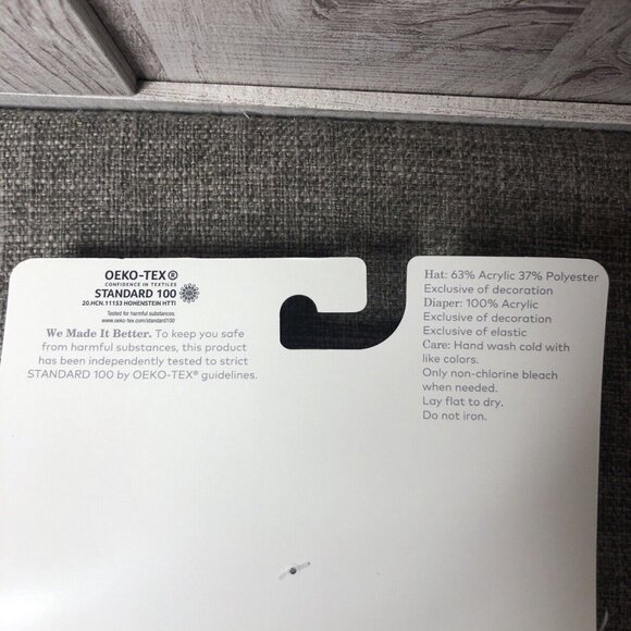 Baby Cloud Island Beige White Fox Hat and Diaper Cover Set One Size Fits Most - Picture 4 of 4